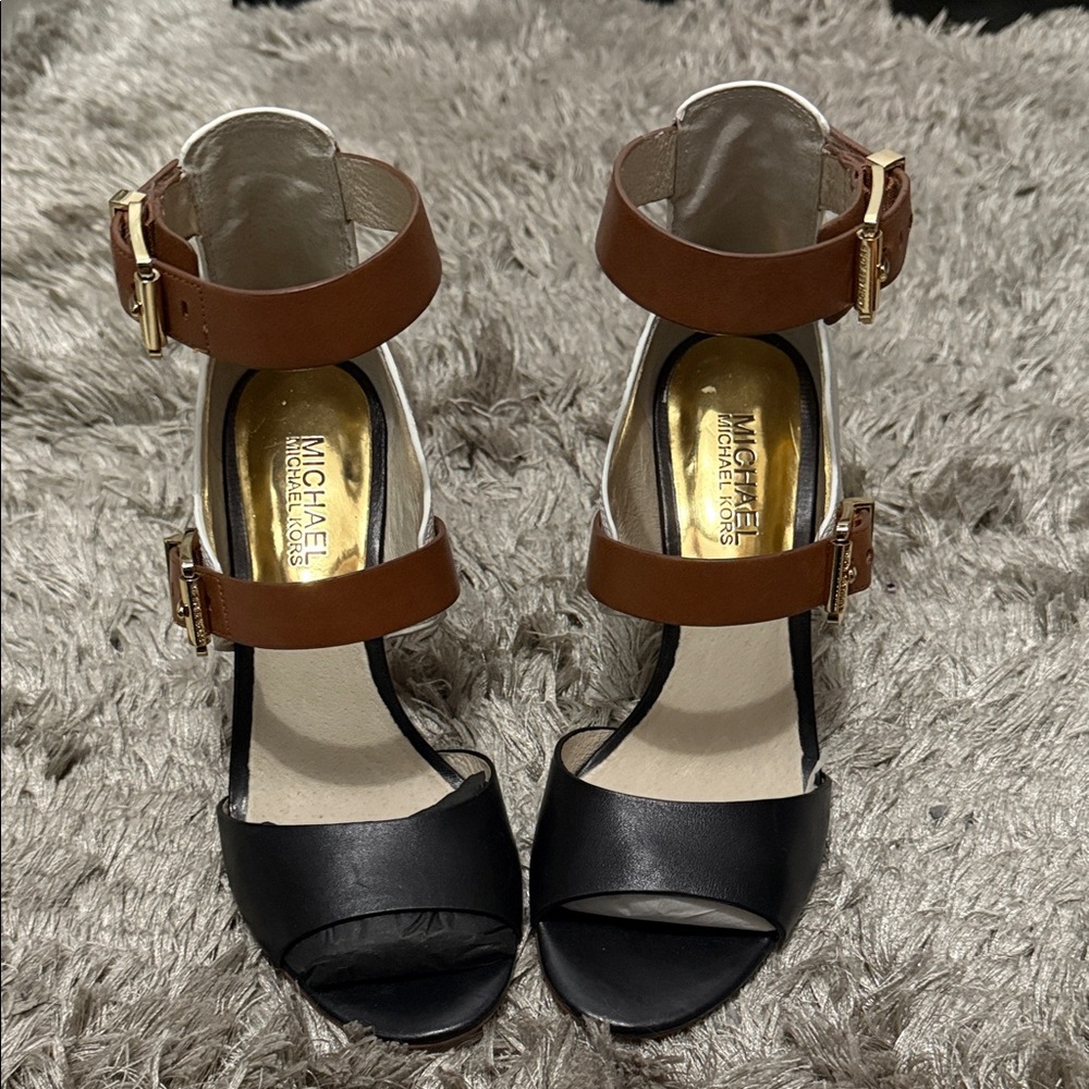 Michael Kors Adriana Ankle Strap Sandal  and Tan Heels